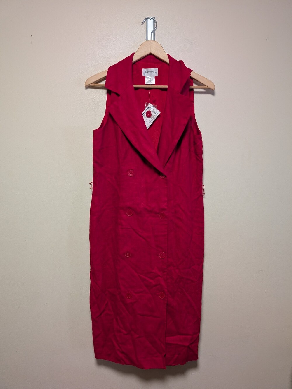 Chadwicks Linen Blend Double Breasted Sleeveless Midi Dress 12 Nwt